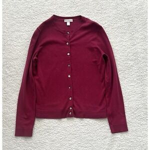 Womens Pink Button Down Cardigan Sweater Medium Cottagecore Office Basic 90s Y2K